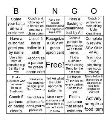 Shift Supervisor Bingo Card