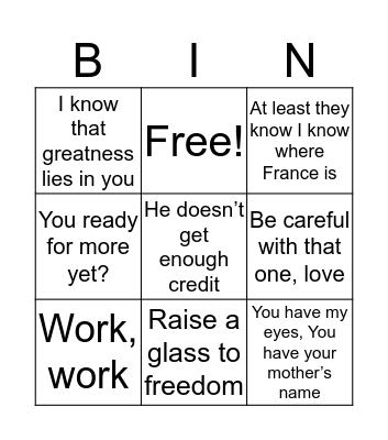 Hamilton Bingo Card