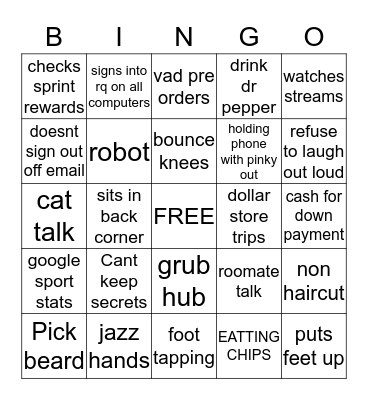Corky bingo Card