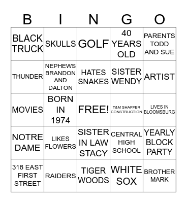 MIKE'S 40 Bingo Card