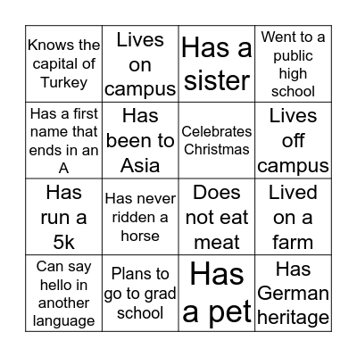 FIND SOMEONE WHO.... Bingo Card