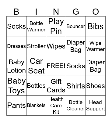 Ariyannah Baby Shower Bingo Card