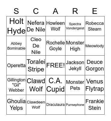 Melody's Monster High BINGO!! Bingo Card