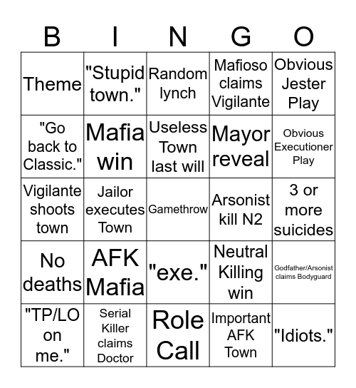 Town Of Salem All Any Bingo Card