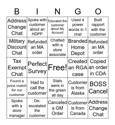 HOMER Bingo Card