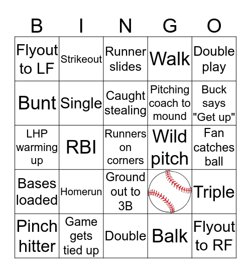 BASEBALL BINGO Card