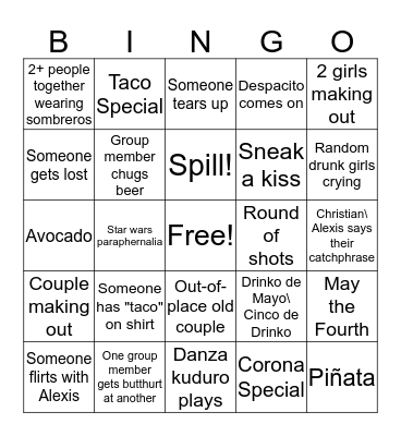 Drinko de Mayo Bingo Card