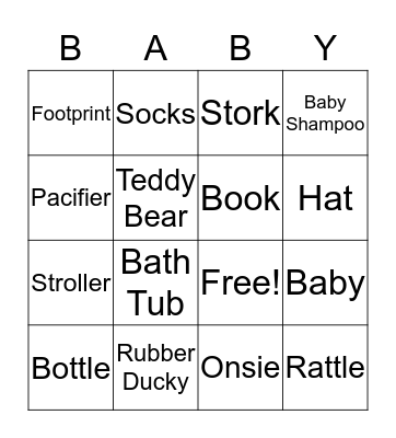 BABY LOTERIA Bingo Card