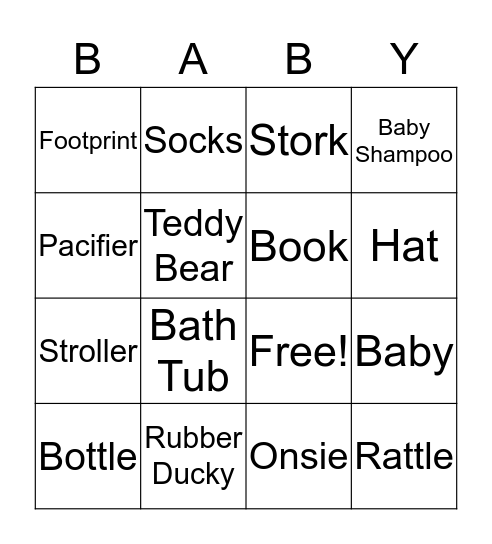 BABY LOTERIA Bingo Card