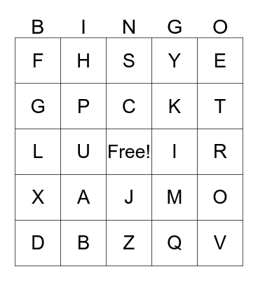 MR.DARK'S ALPHABET BINGO  Bingo Card