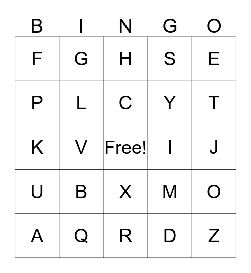 MR.DARK'S ALPHABET BINGO  Bingo Card