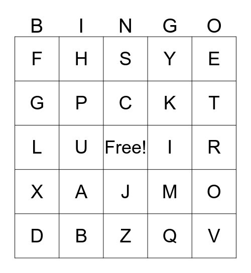 MR.DARK'S ALPHABET BINGO  Bingo Card