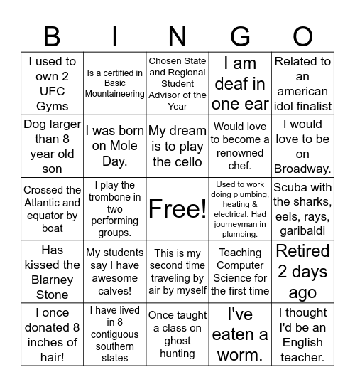ACS-Hach Fun Facts Bingo Card
