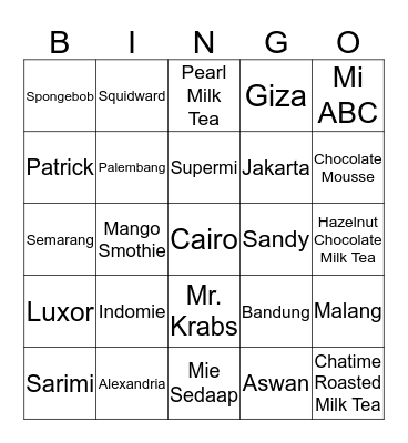 INI ! PUNYA ! ZARA ! Bingo Card