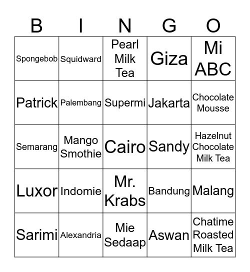 INI ! PUNYA ! ZARA ! Bingo Card