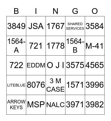 O J  I     BINGO Card