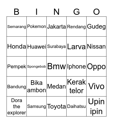 Hihi Bingo Card
