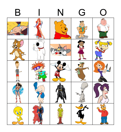 CARTOON BINGO! Bingo Card
