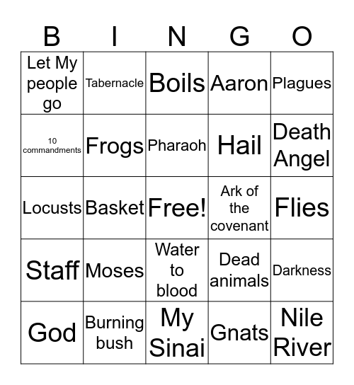 Moses Bingo Card