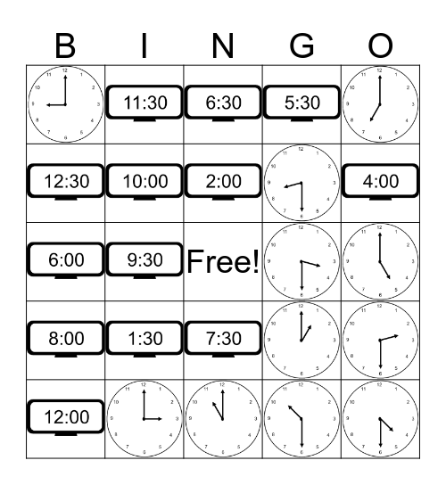 What Time Is It? Bingo Card