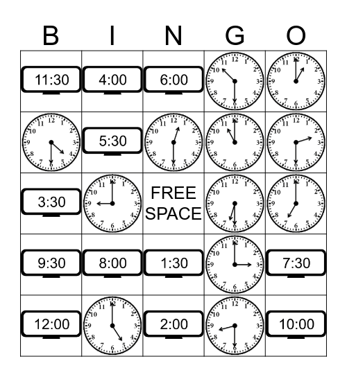 What Time Is It? Bingo Card