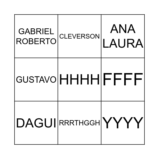 BINGO   DOS  NOMES Bingo Card