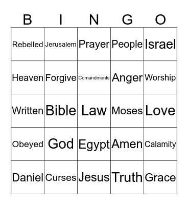 Daniel 9 Bingo Card