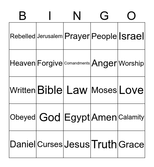 Daniel 9 Bingo Card
