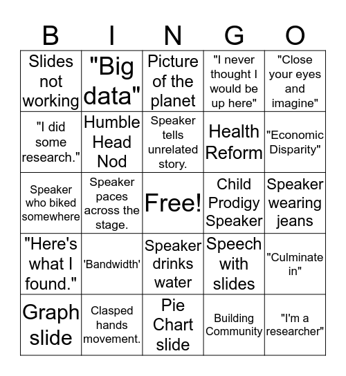 TEDx BEND BINGO Card