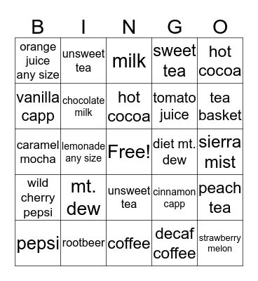 soda nation Bingo Card