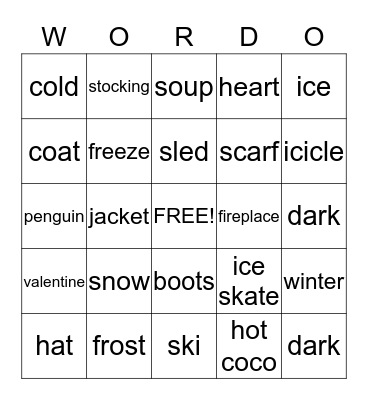 Winter Bingo Level 2 Bingo Card