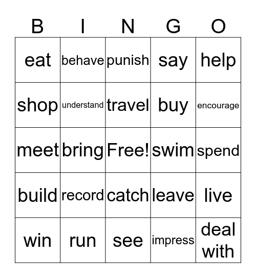 verbs unit 9-10 Bingo Card