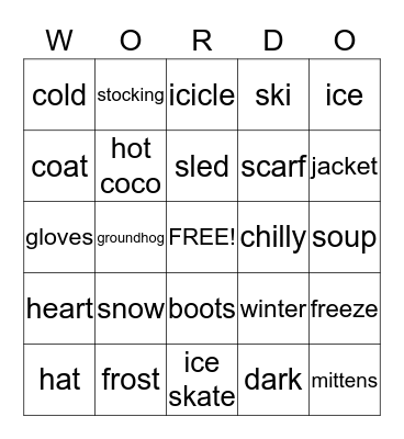Easy Winter Bingo Card