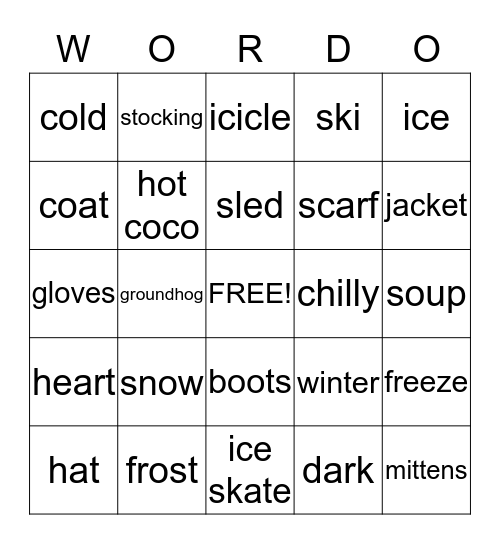Easy Winter Bingo Card