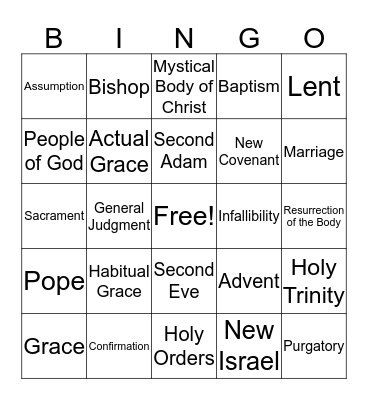 Chapter 26 to Supplemental Lessons Bingo Card