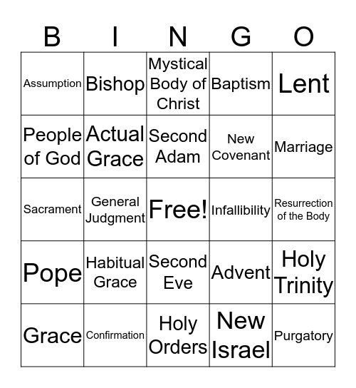 Chapter 26 to Supplemental Lessons Bingo Card