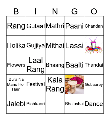 Holi Bingo Card
