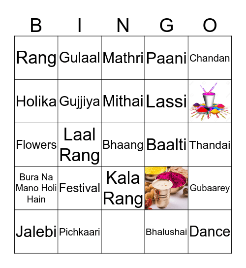 Holi Bingo Card