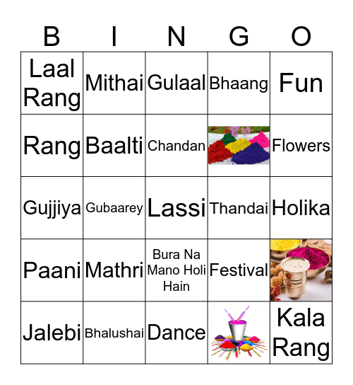 Holi Bingo Card