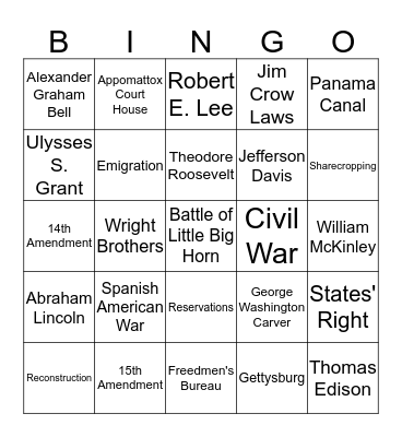 Social Studies Set 1 Bingo Card