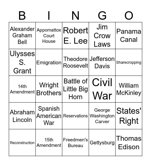 Social Studies Set 1 Bingo Card