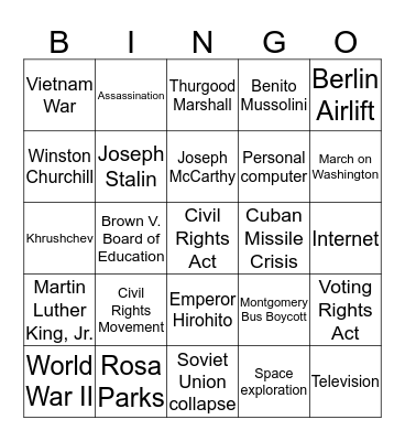 Social Studies Set 3 Bingo Card