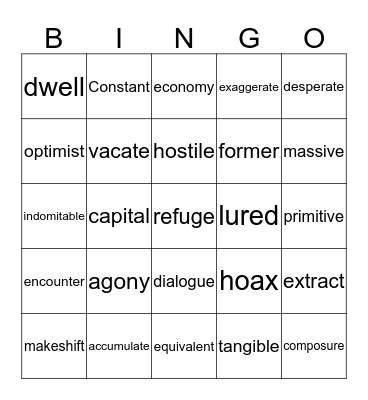 Week 5  Bingo Card