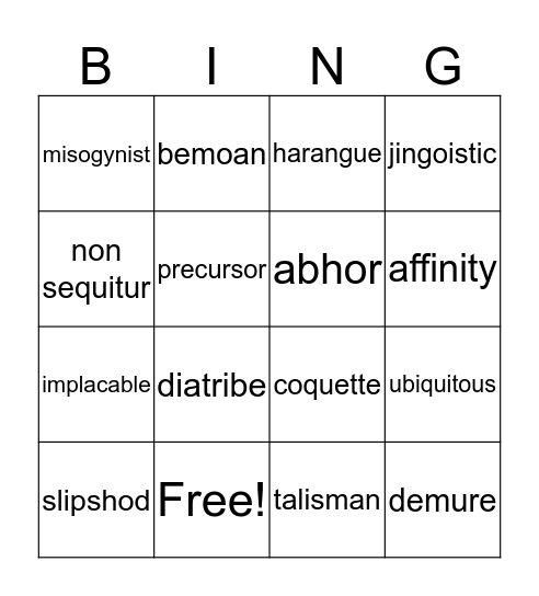 MUG SHOT MONDAYS BINGO Card