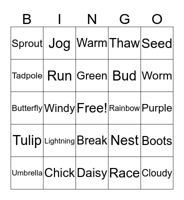 Spring Bingo Card