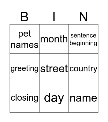 BINGO Card