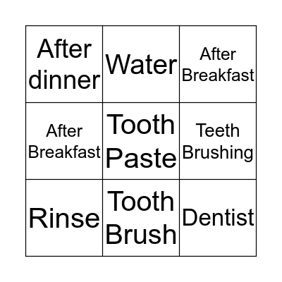 Teeth Care Bingo Card