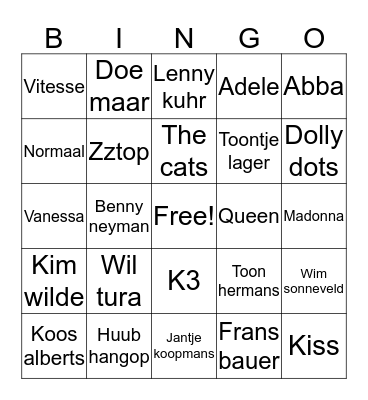 Zangers Bingo Card