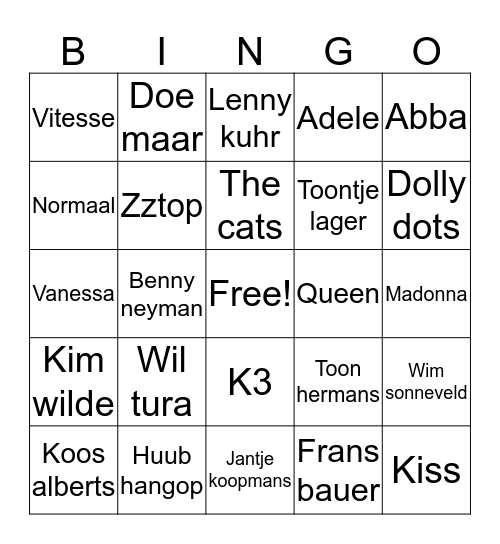 Zangers Bingo Card