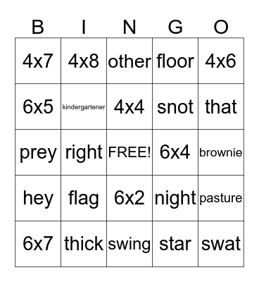Brice's Bingo Card